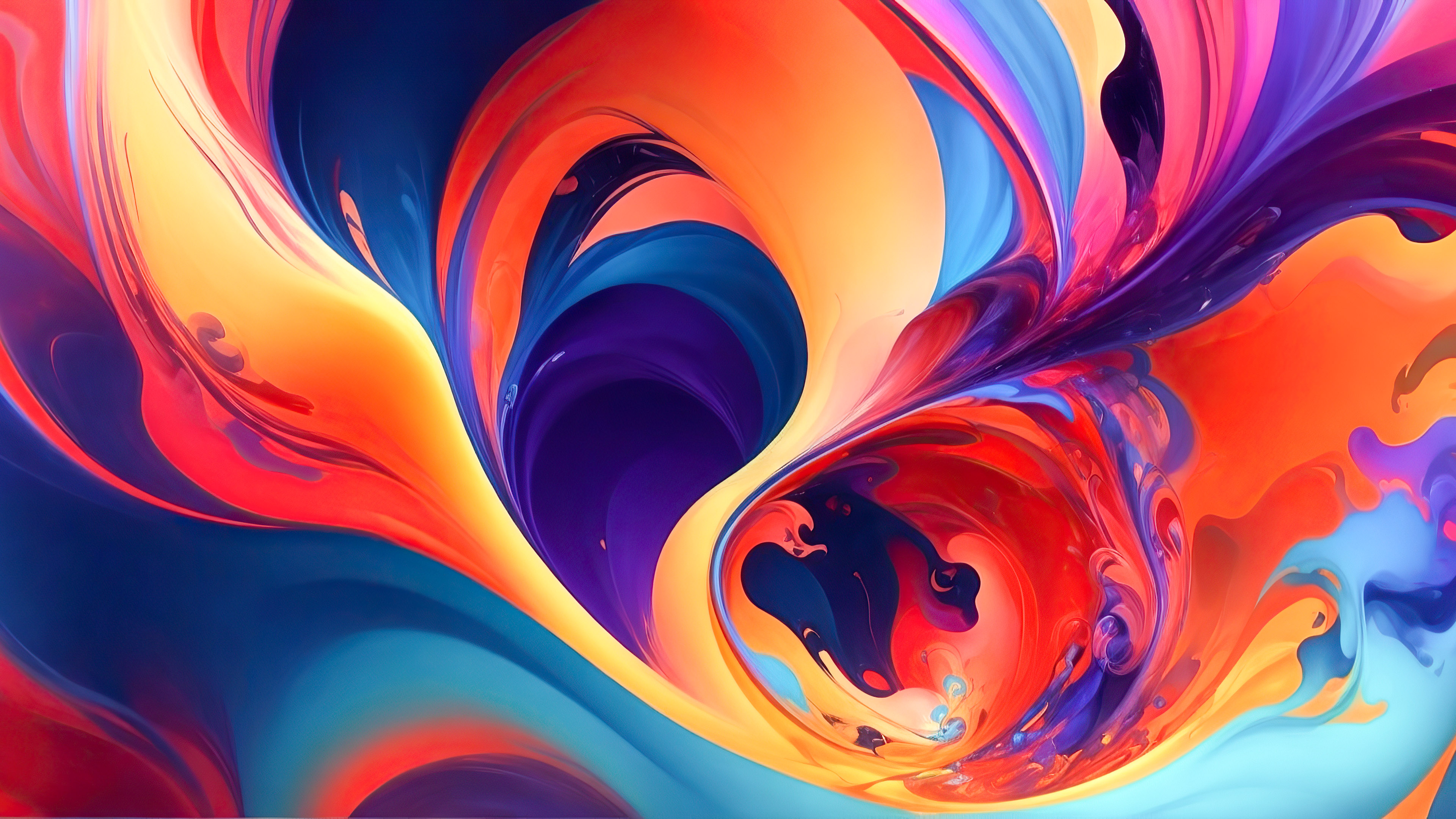 Experience the vivid expression of 4K abstract art wallpaper, portraying chaos and spiritualism through powerful colors.