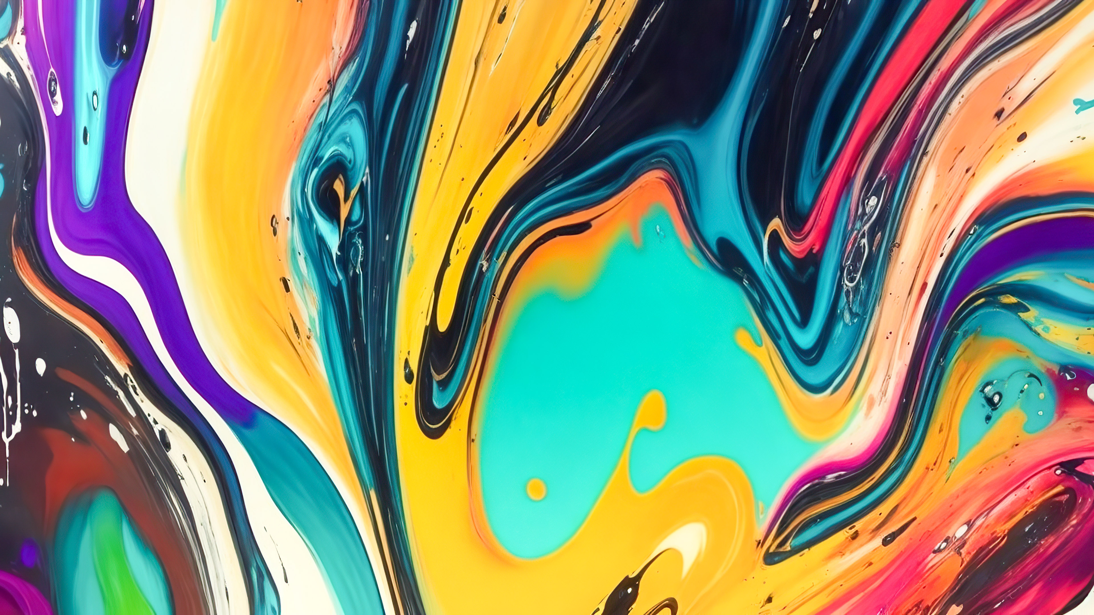 Dive into the world of abstract color wallpaper for desktop in 4K, capturing rhythmic and chaotic drips of paint for an artistic allure.
