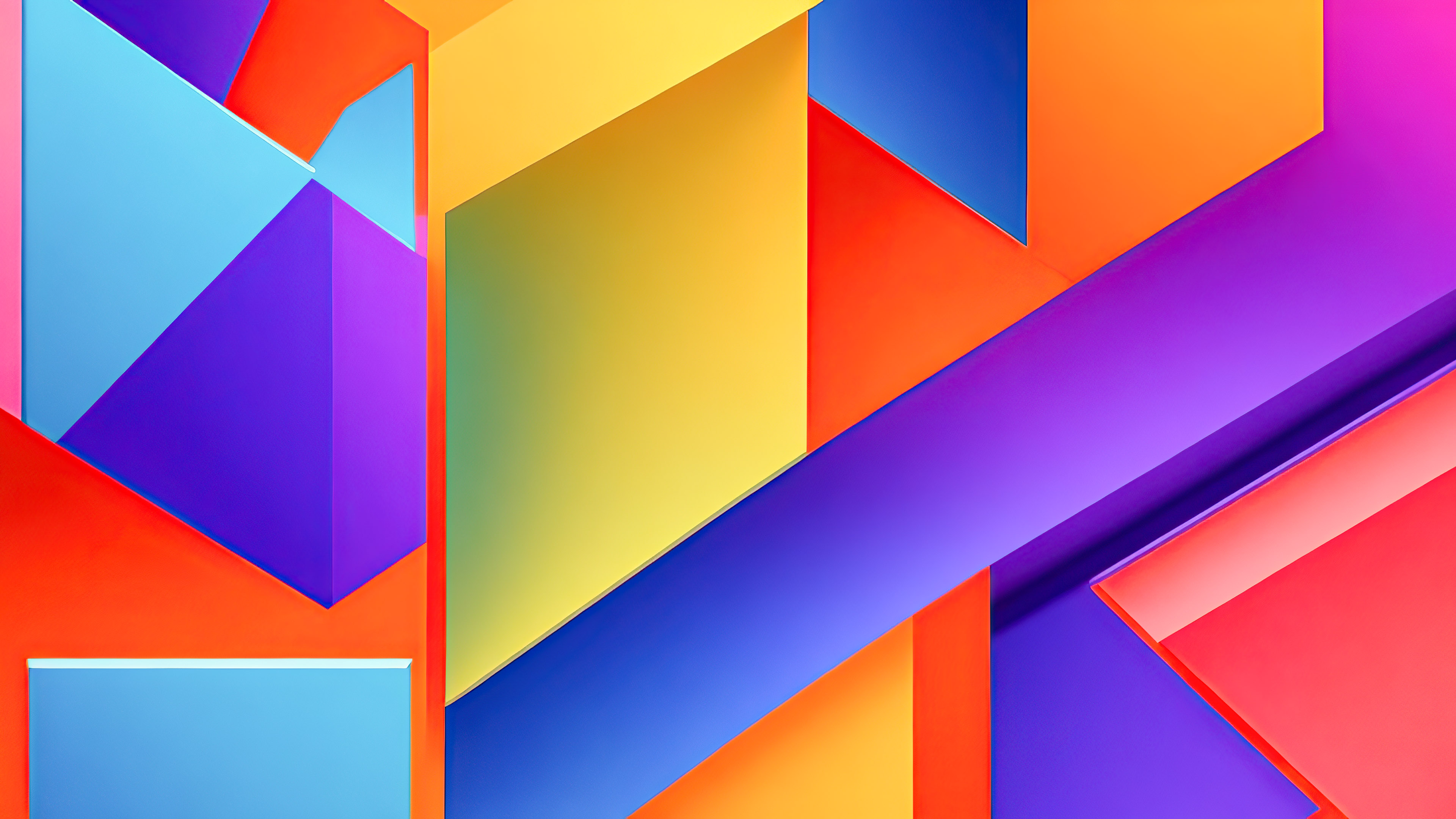 Create a visually striking desktop with our abstract desktop wallpaper, showcasing simple colorful geometric shapes on a vibrant background.