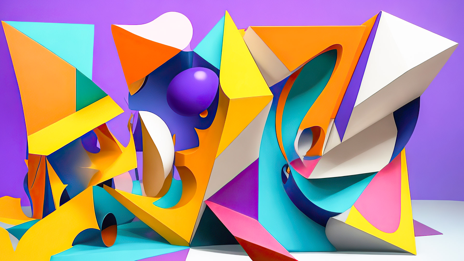 Engage with 3D geometrical colorful art on your PC with our captivating abstract HD wallpaper collection.