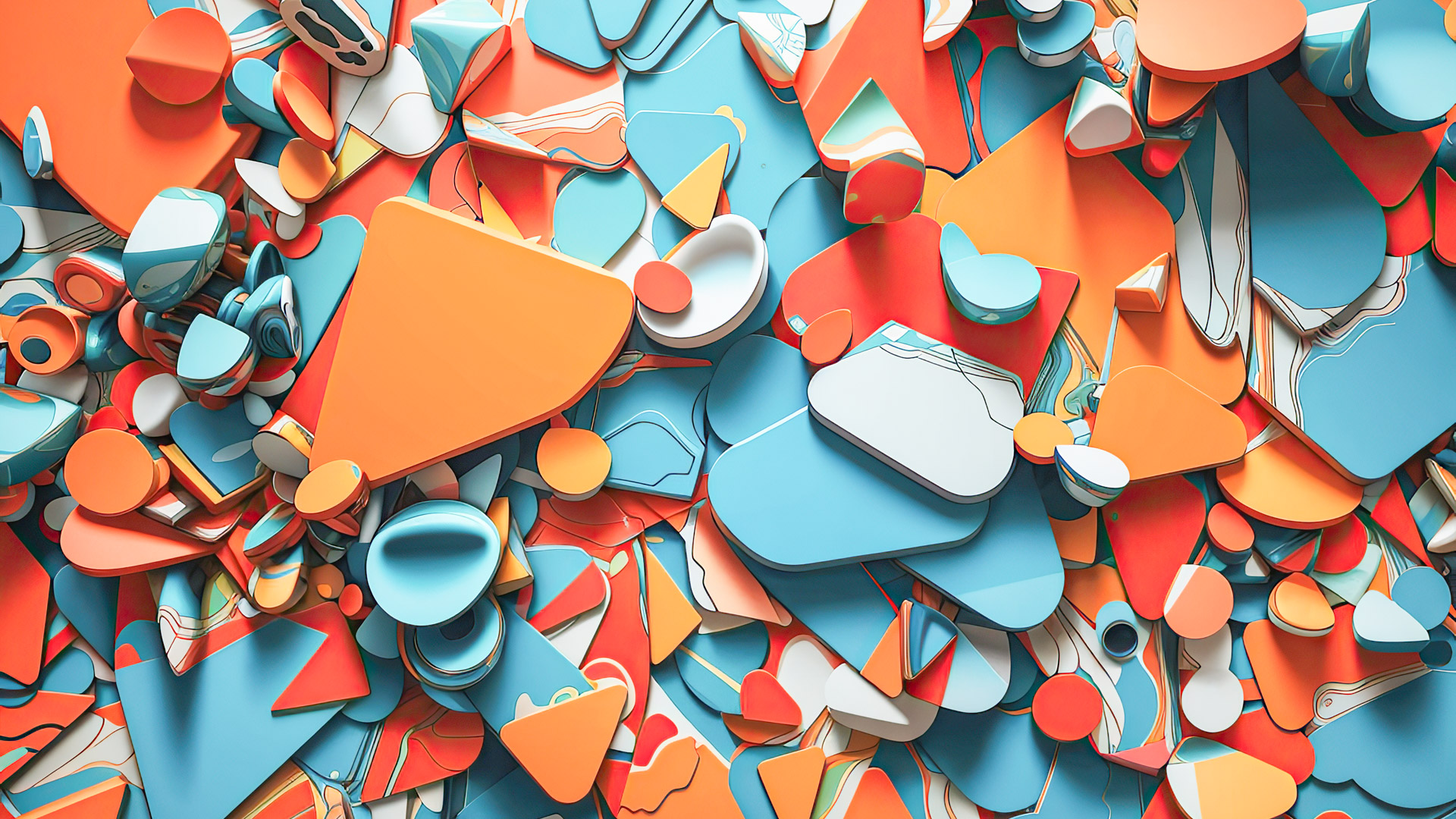 Immerse yourself in the vivid hues of our colorful abstract wallpaper HD, featuring striking orange and teal tones.
