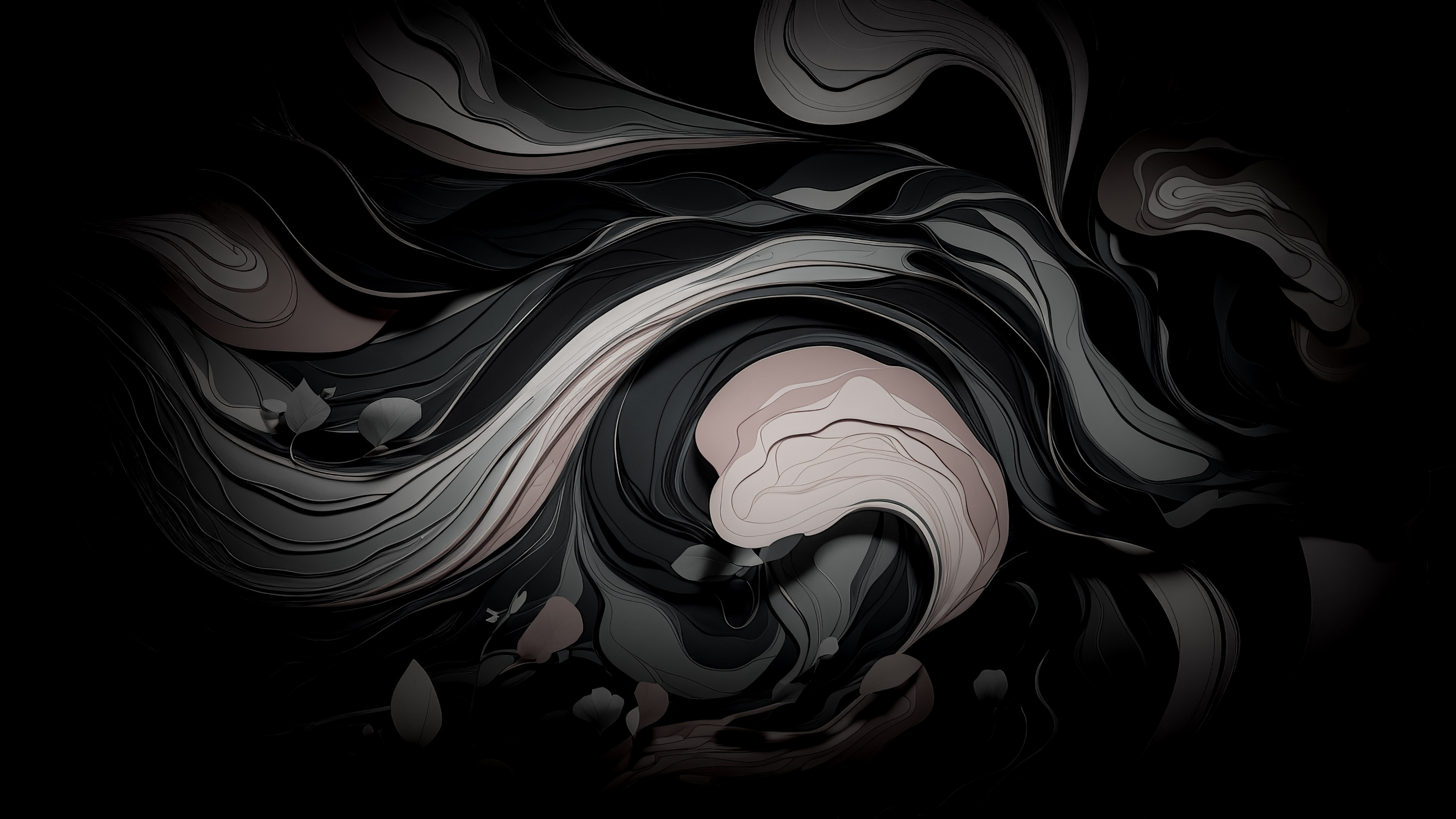 Immerse yourself in the enchanting realm of HD abstract wallpapers with a dark design inspired by nature, revealing flowing lines and organic shapes.