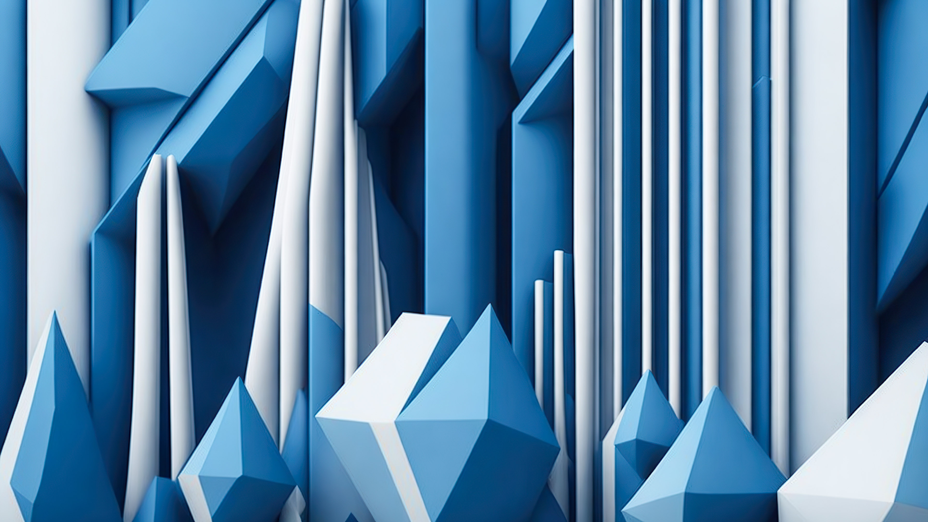 Elevate your desktop aesthetics with an exclusive blue abstract wallpaper, featuring an arrangement of vivid blue poles.