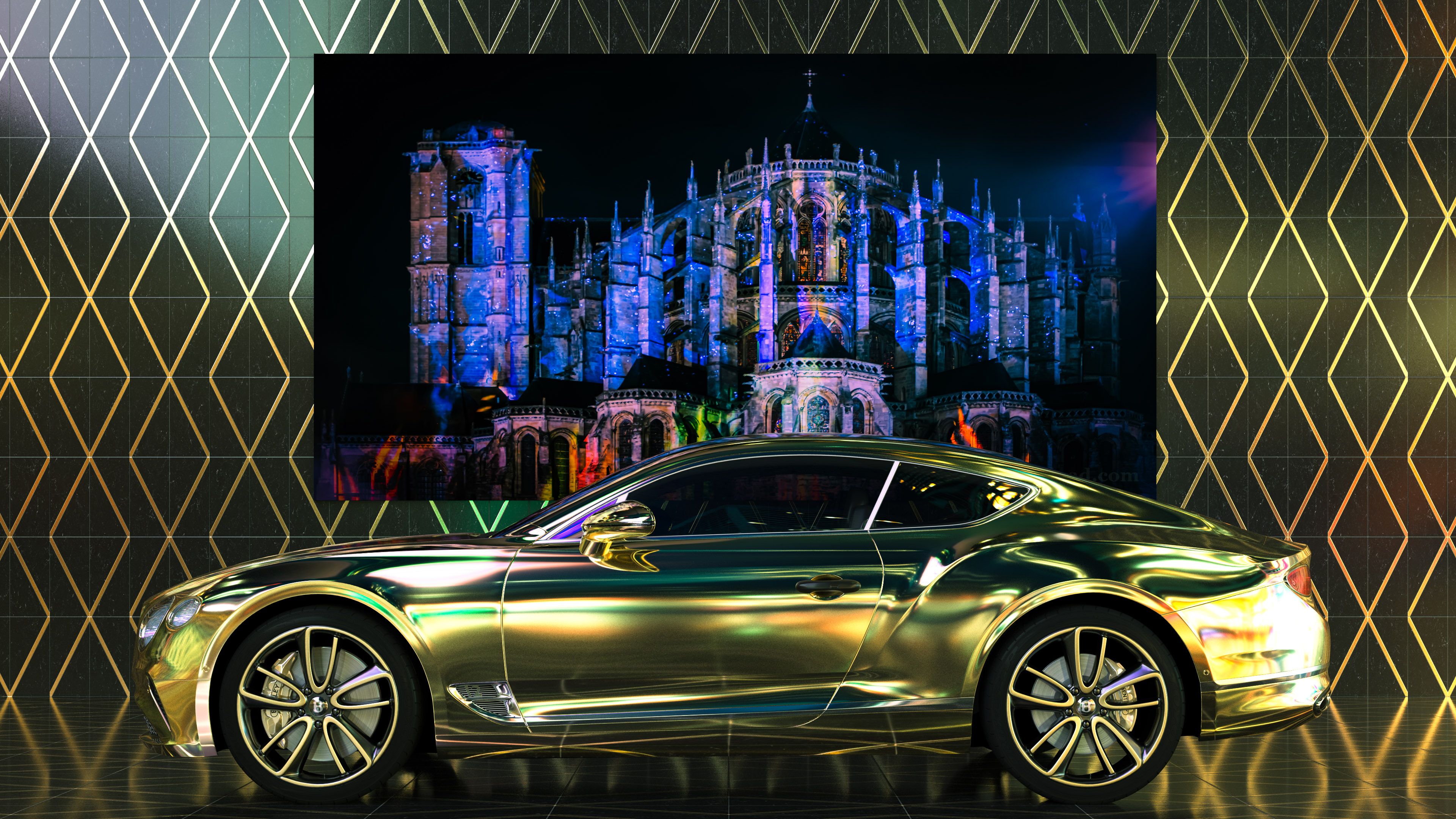 Immerse yourself in luxury with our car wallpaper featuring the gold Bentley Continental GT, a symbol of opulence and power.