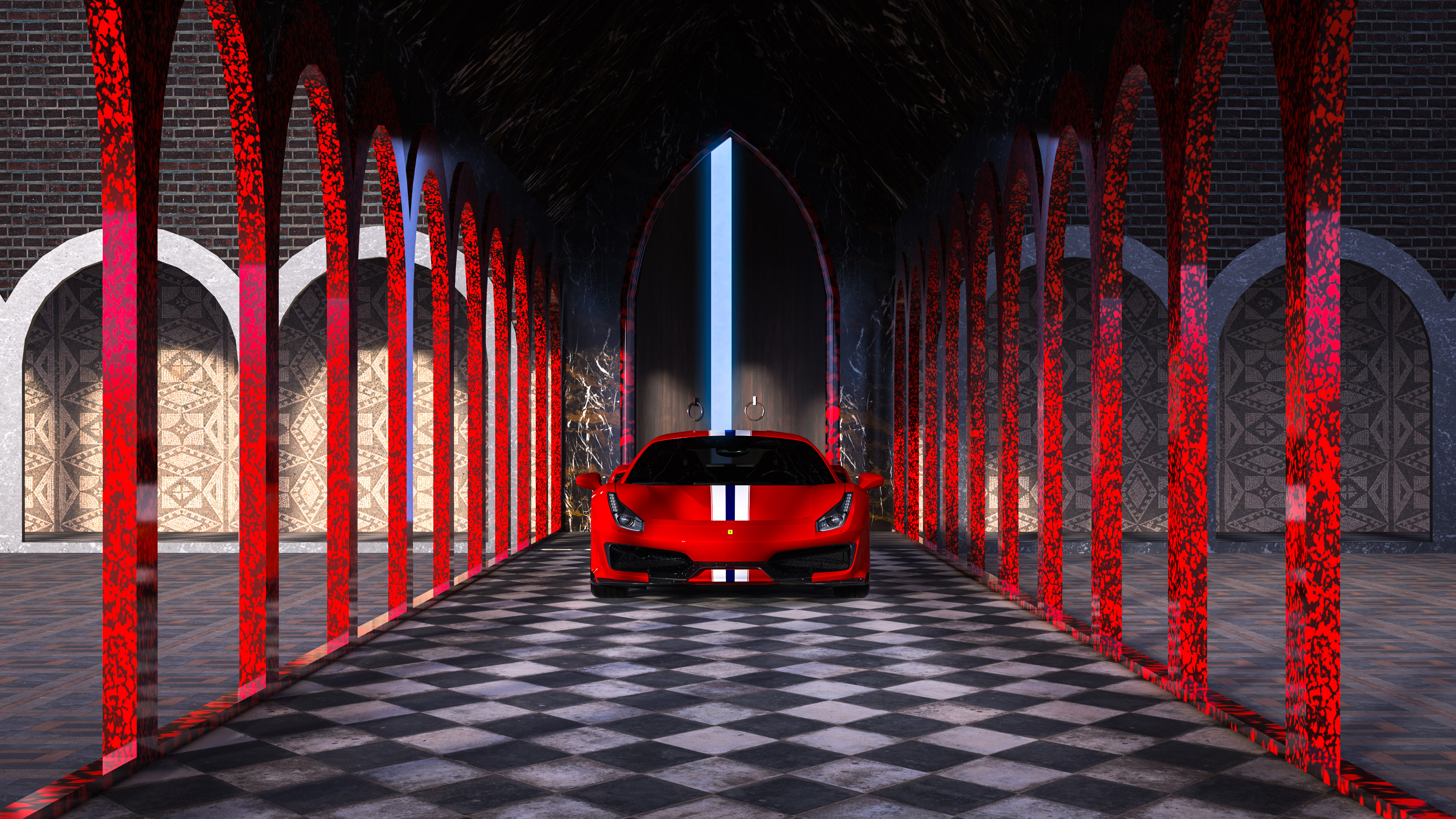 free 3D wallpaper of Ferrari car in 4K Ultra HD resolution