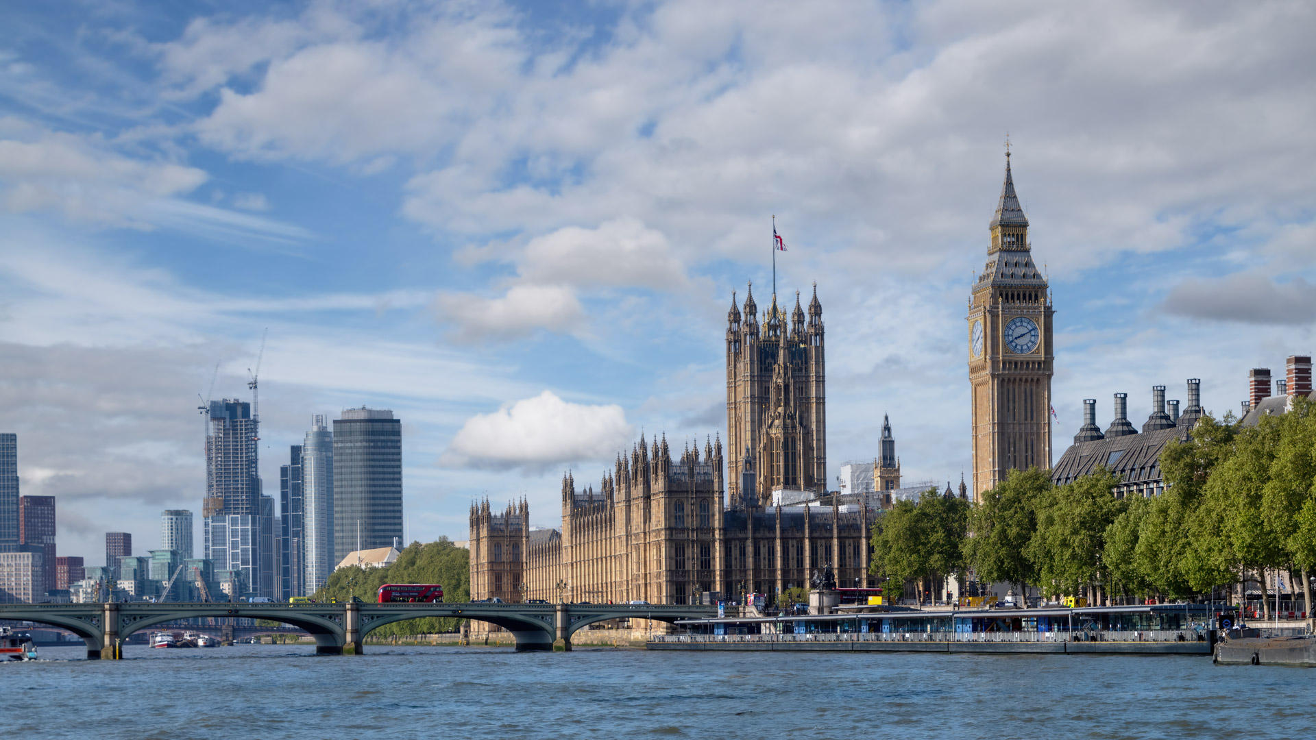Experience the dynamic energy of London with our cityscape wallpaper featuring Big Ben and Westminster Bridge.