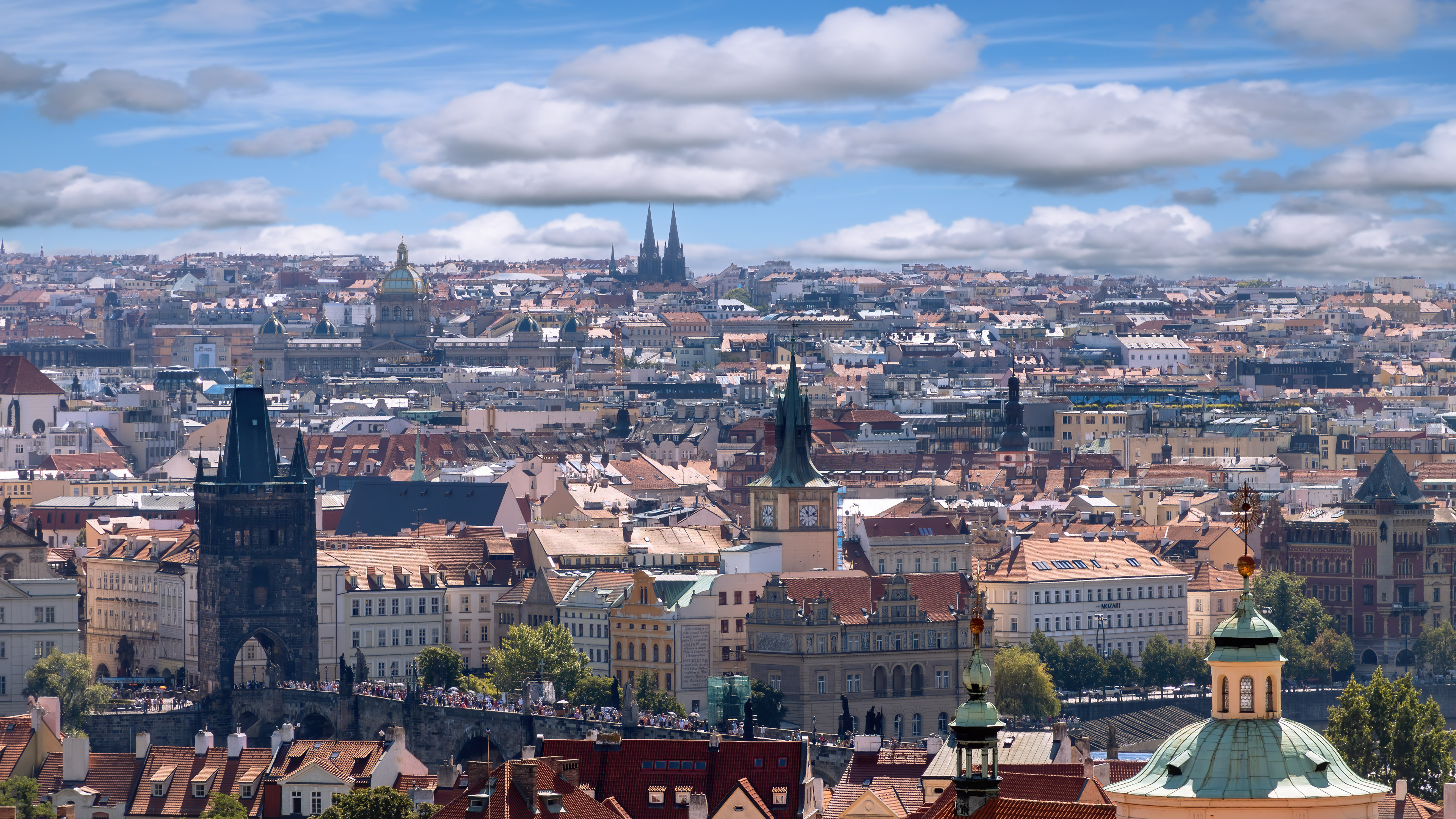 Bring the panoramic views of Prague into your home with this stunning cityscape wallpaper