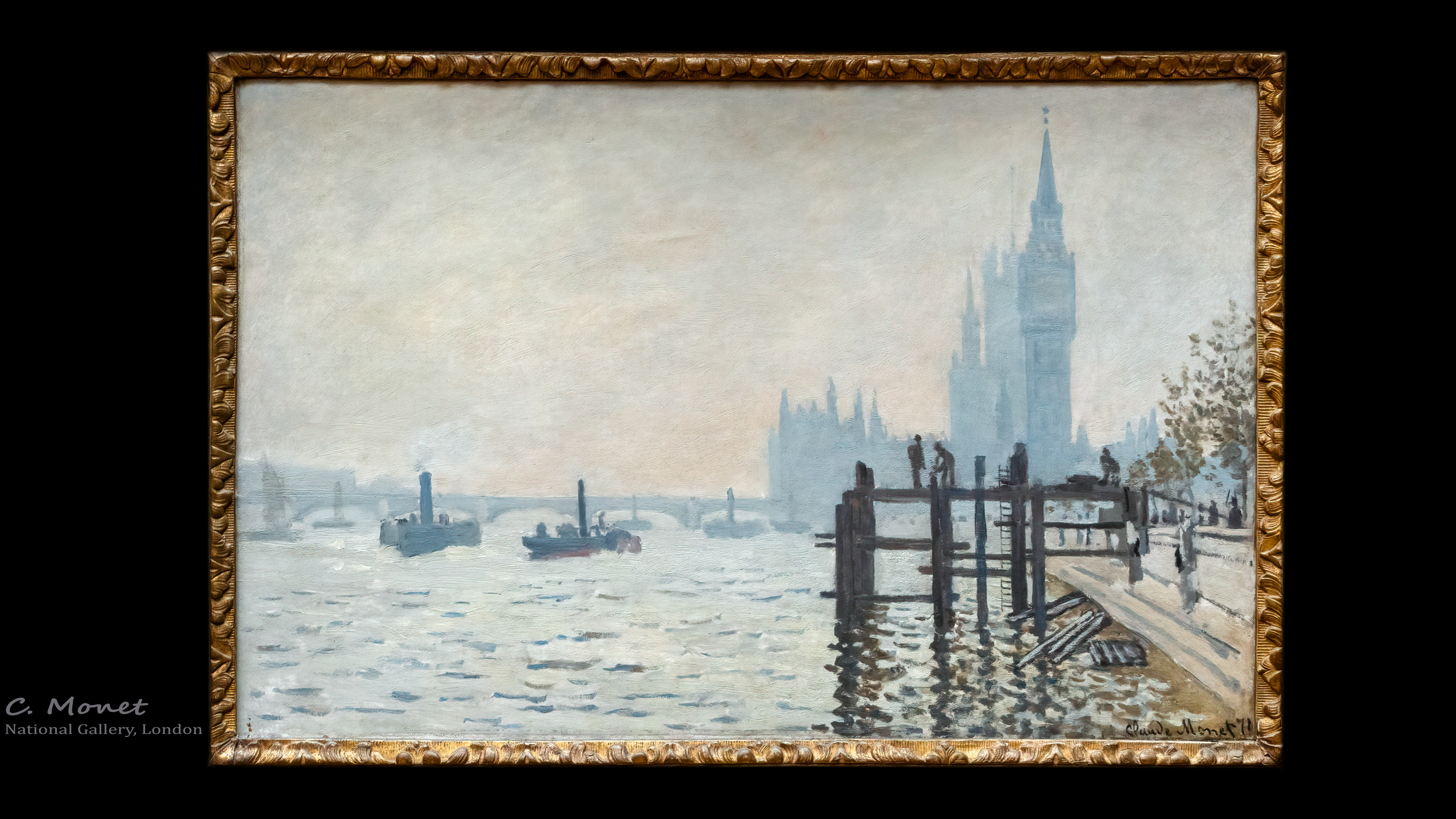 Experience the grandeur of London landmarks through Monet's eyes with our 4K wallpaper.
