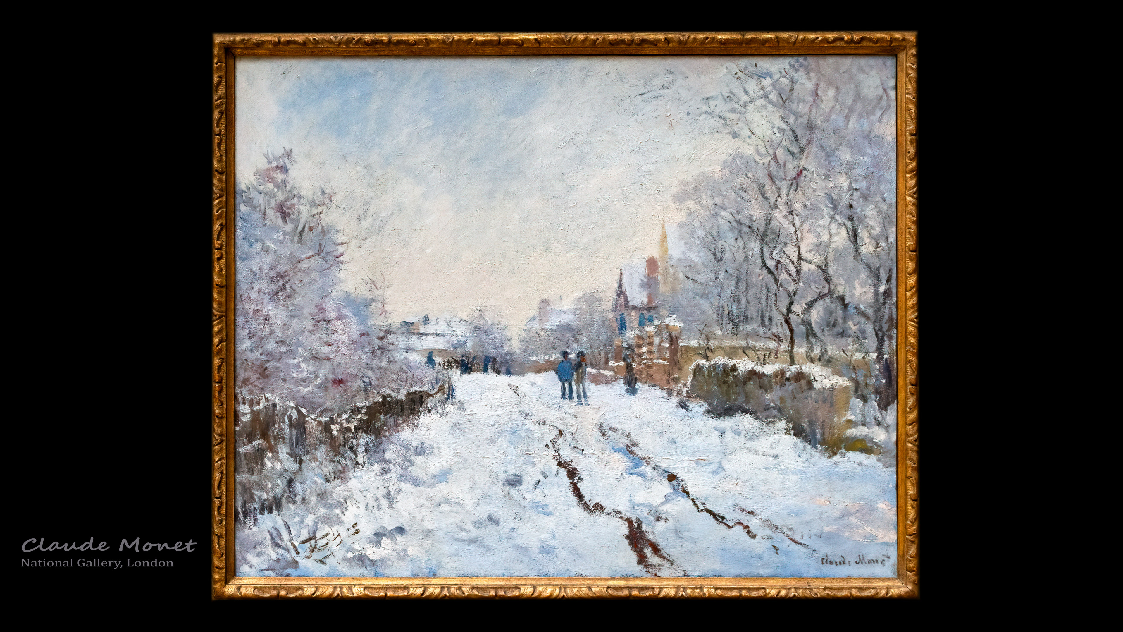 Immerse yourself in the serene beauty of winter with our Claude Monet 4k wallpaper