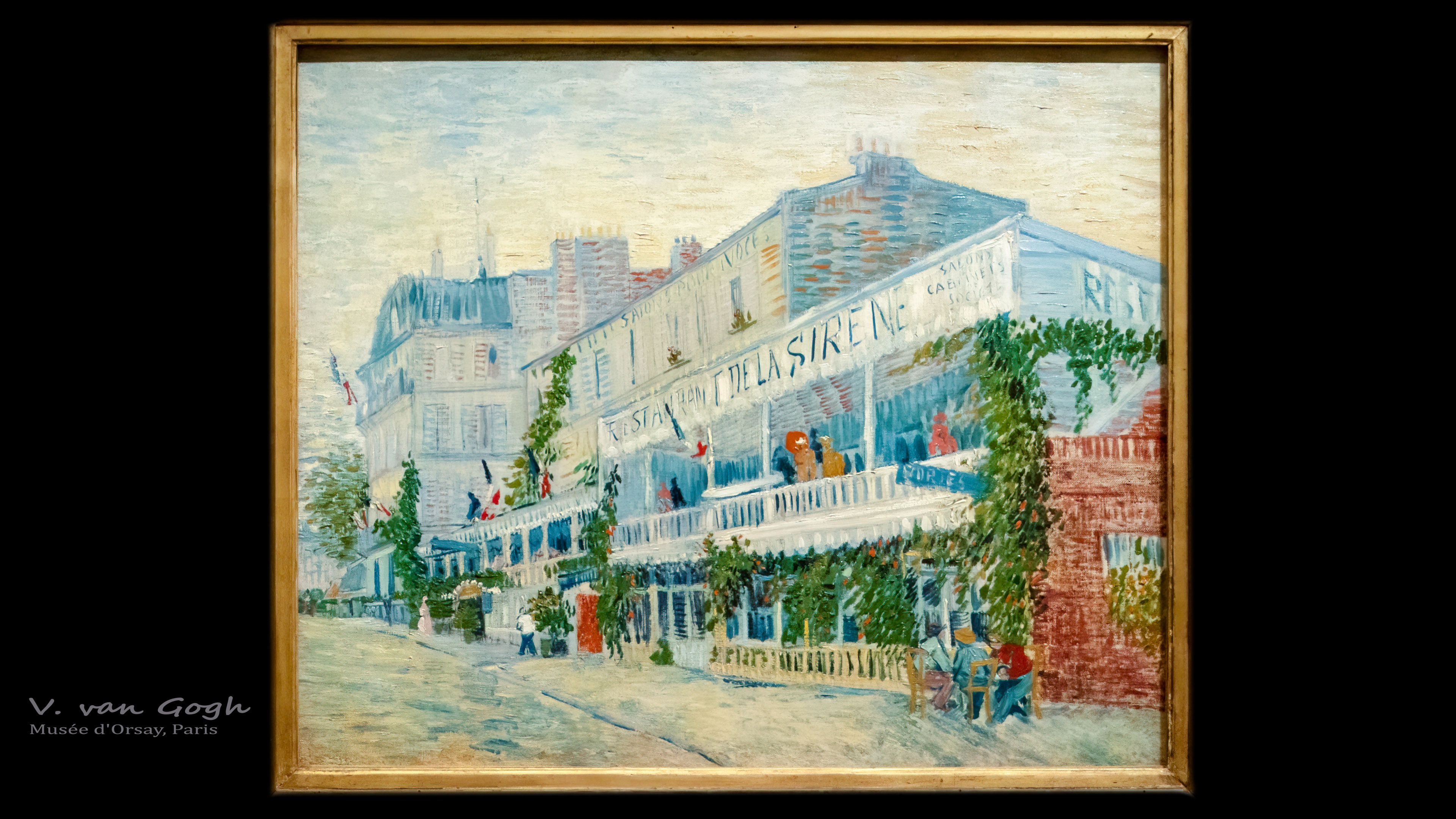 Indulge in the enchanting nightlife depicted in The Restaurant de la Sirène at Asnières desktop wallpaper, where Van Gogh's art comes alive.