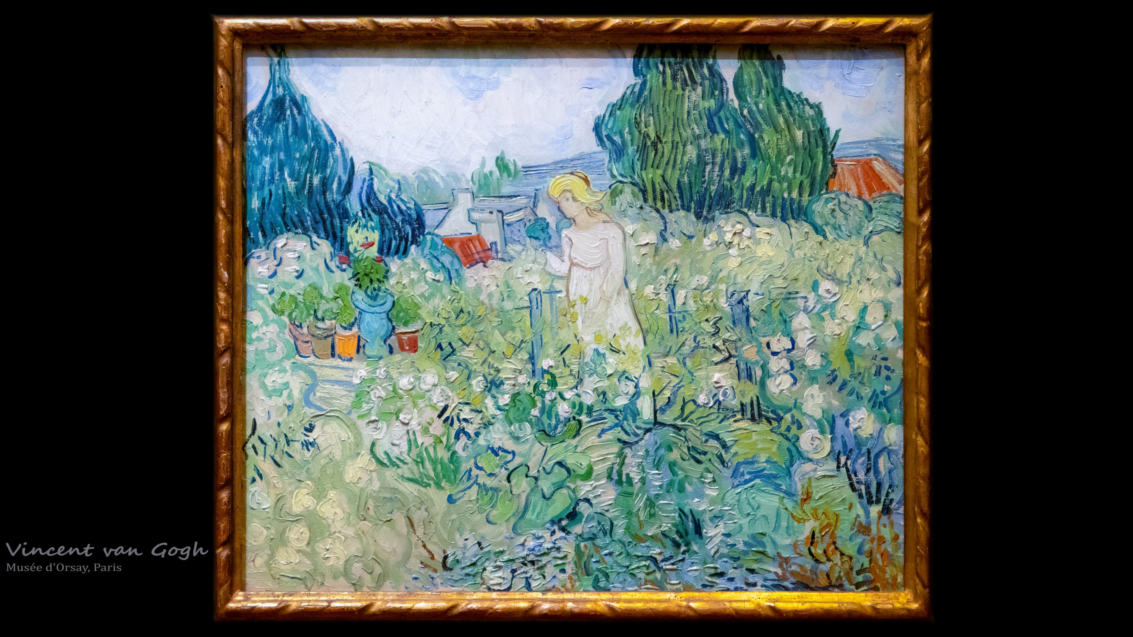 Admire the delicate and expressive brushstrokes of Van Gogh’s painting 'Marguerite Gachet in the Garden' with our 4K wallpaper for desktop.