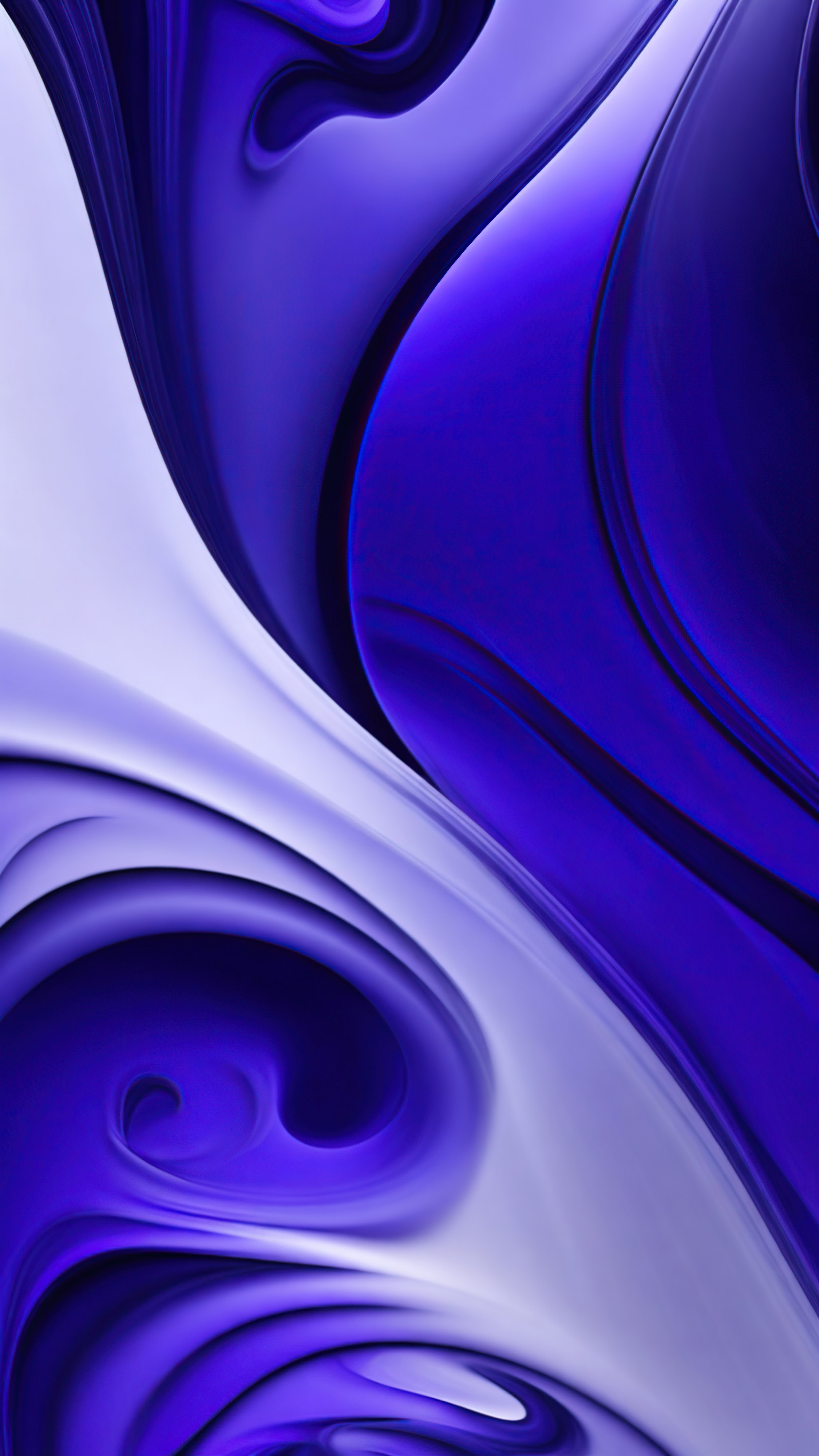 Admire the elegance of our iPhone purple wallpaper in 4K, with an abstract art piece that presents a mysterious yet elegant mood through its smooth, flowing shapes in a mix of dark and vibrant colors, adorned with intricate swirling patterns against a dark background.