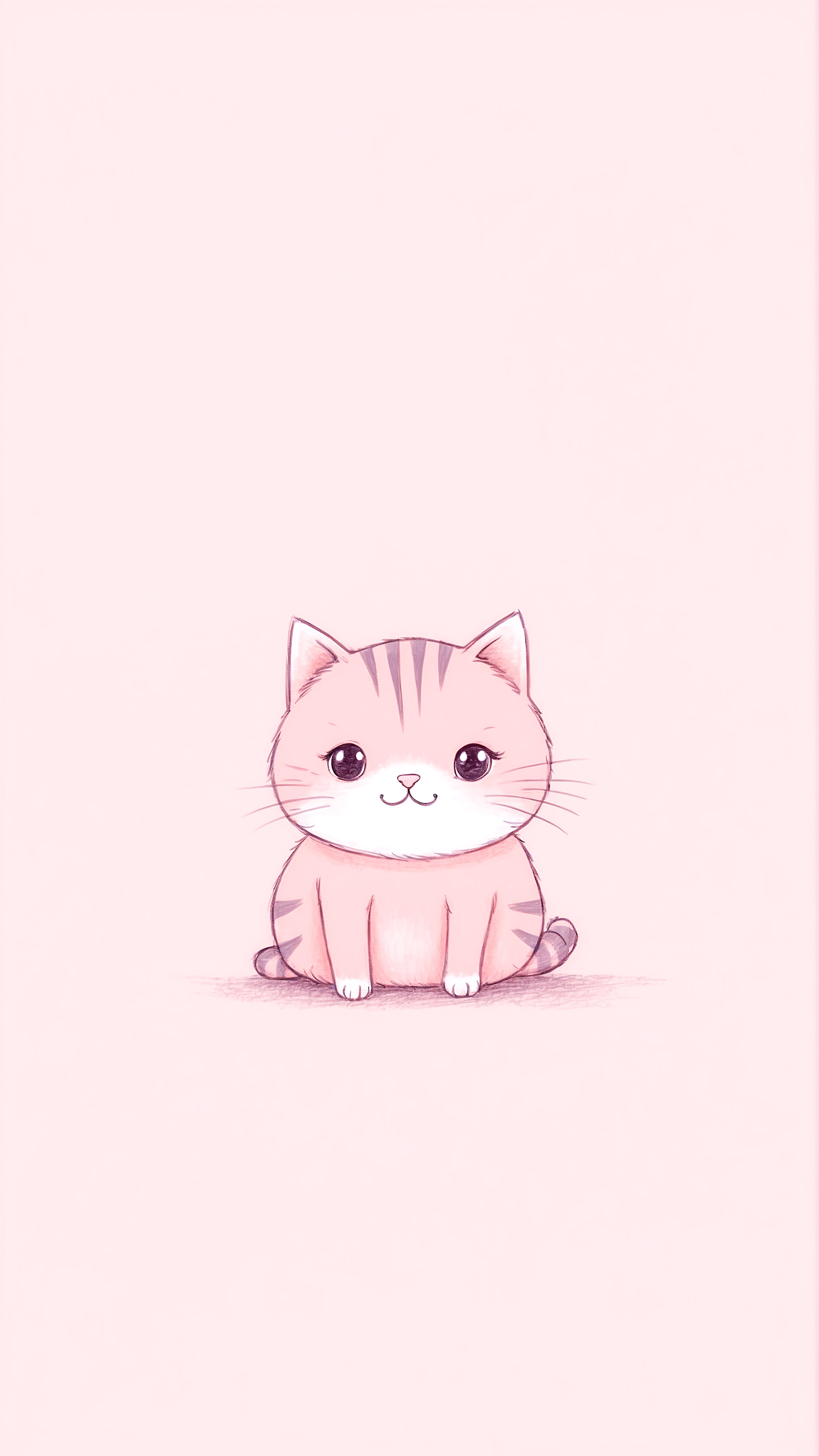 Enjoy the beauty and style of a simple and adorable cute cat on a soft, pastel peach-colored background with our aesthetic iPhone backgrounds.
