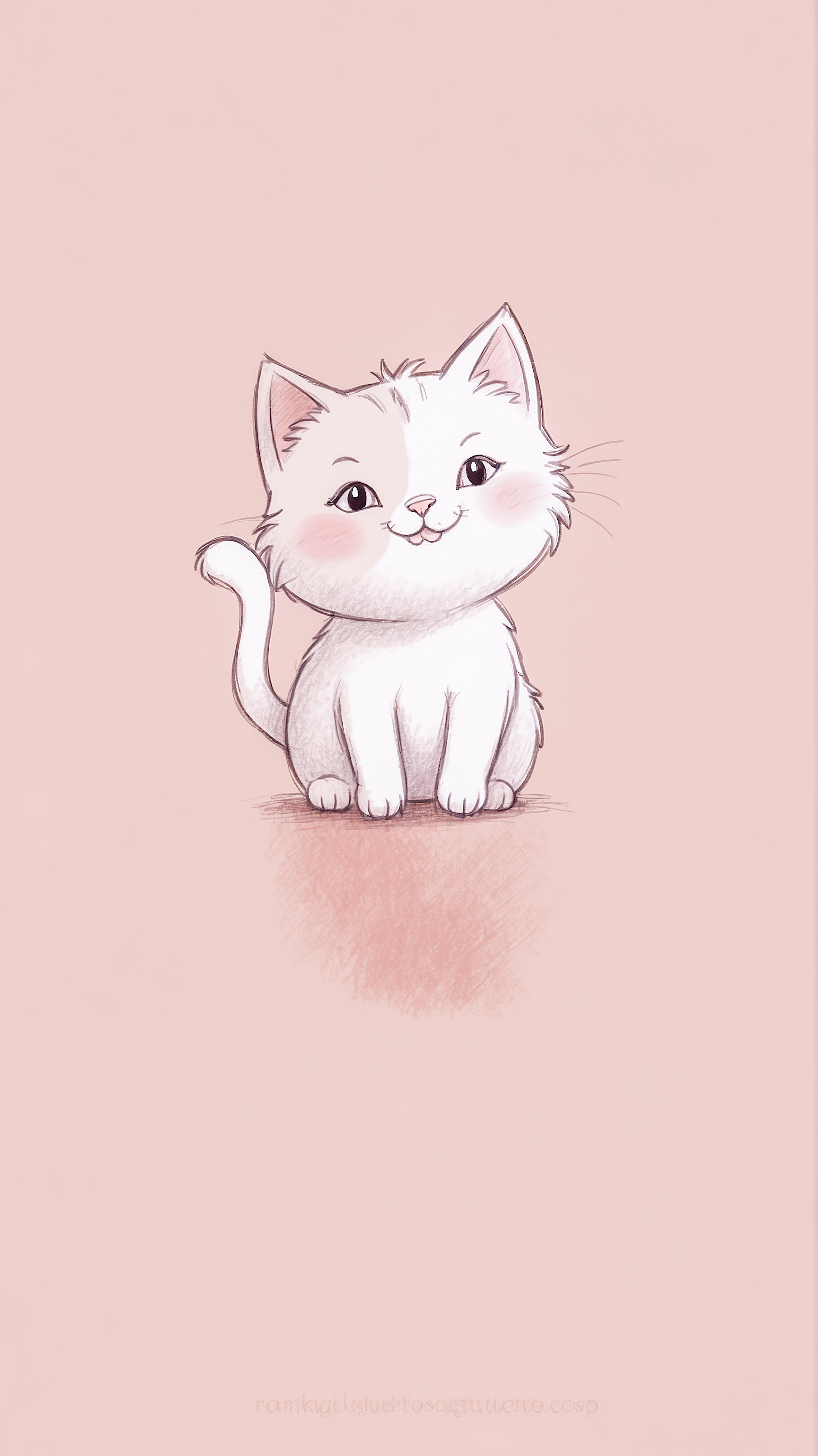 Capturez l'essence de la simplicité avec notre joli fond d'écran pour iPhone, présentant un chat mignon souriant sur un arrière-plan beige.