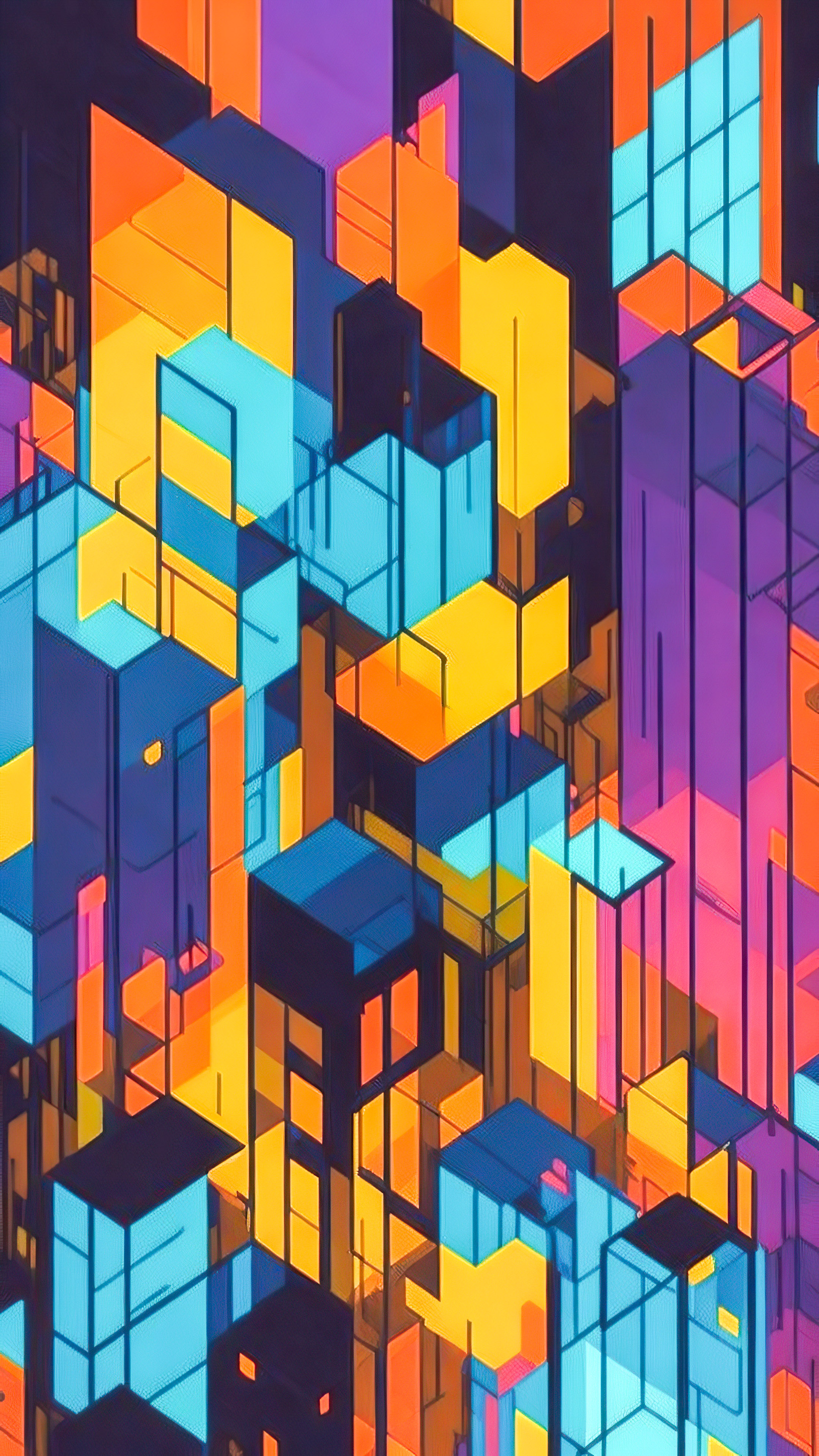 Enhance your iPhone with colorful abstract wallpaper 4K, capturing the geometric abstraction of New York City.