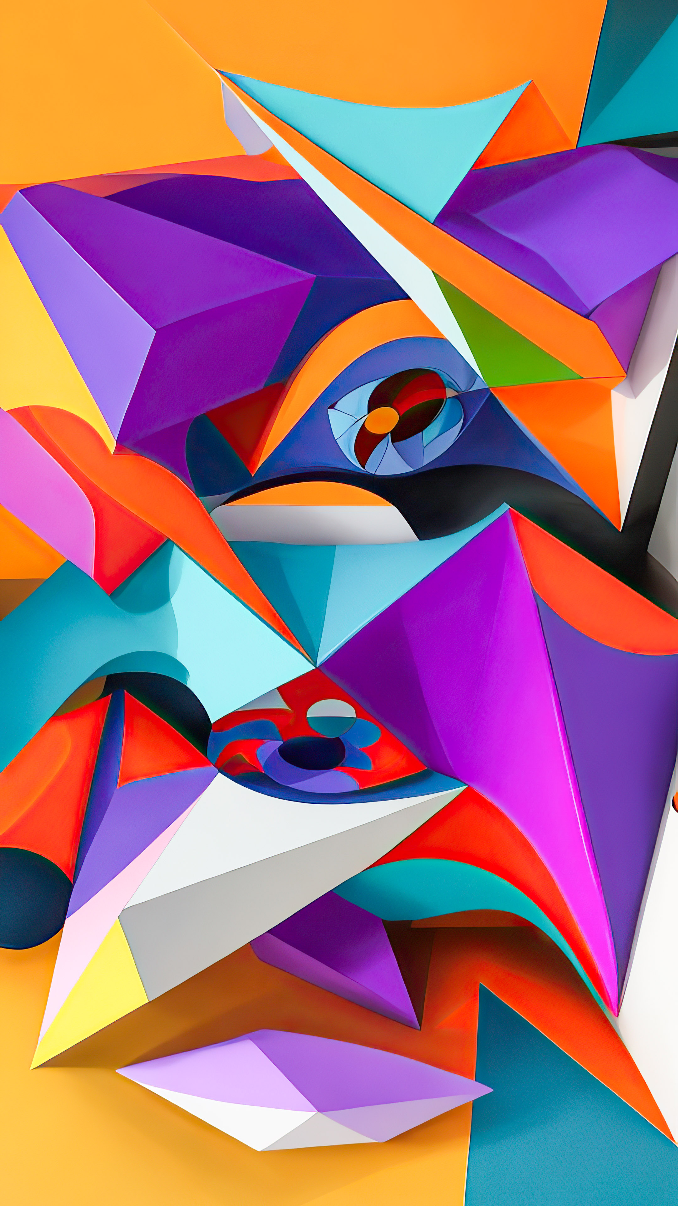 Experience the dynamic visual feast on your mobile device with our abstract wallpaper in 4K, presenting 3D geometrical and colorful art.