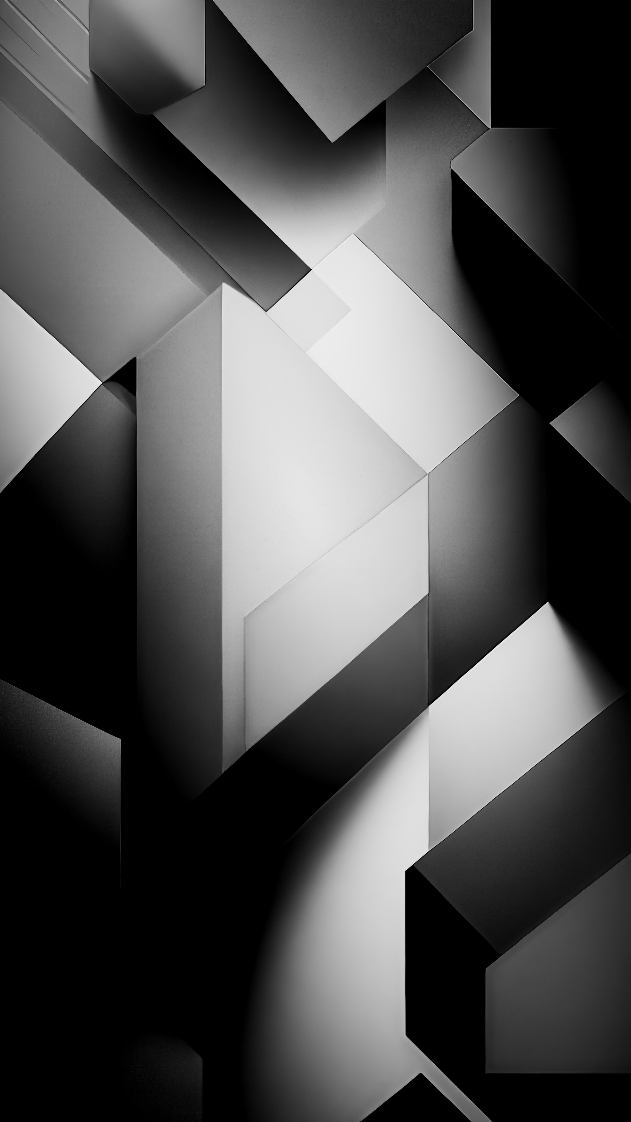 Habillez l'écran de votre iPhone avec sophistication avec le fond d'écran abstrait foncé, où des formes géométriques simples ressortent sur un fond noir captivant.
