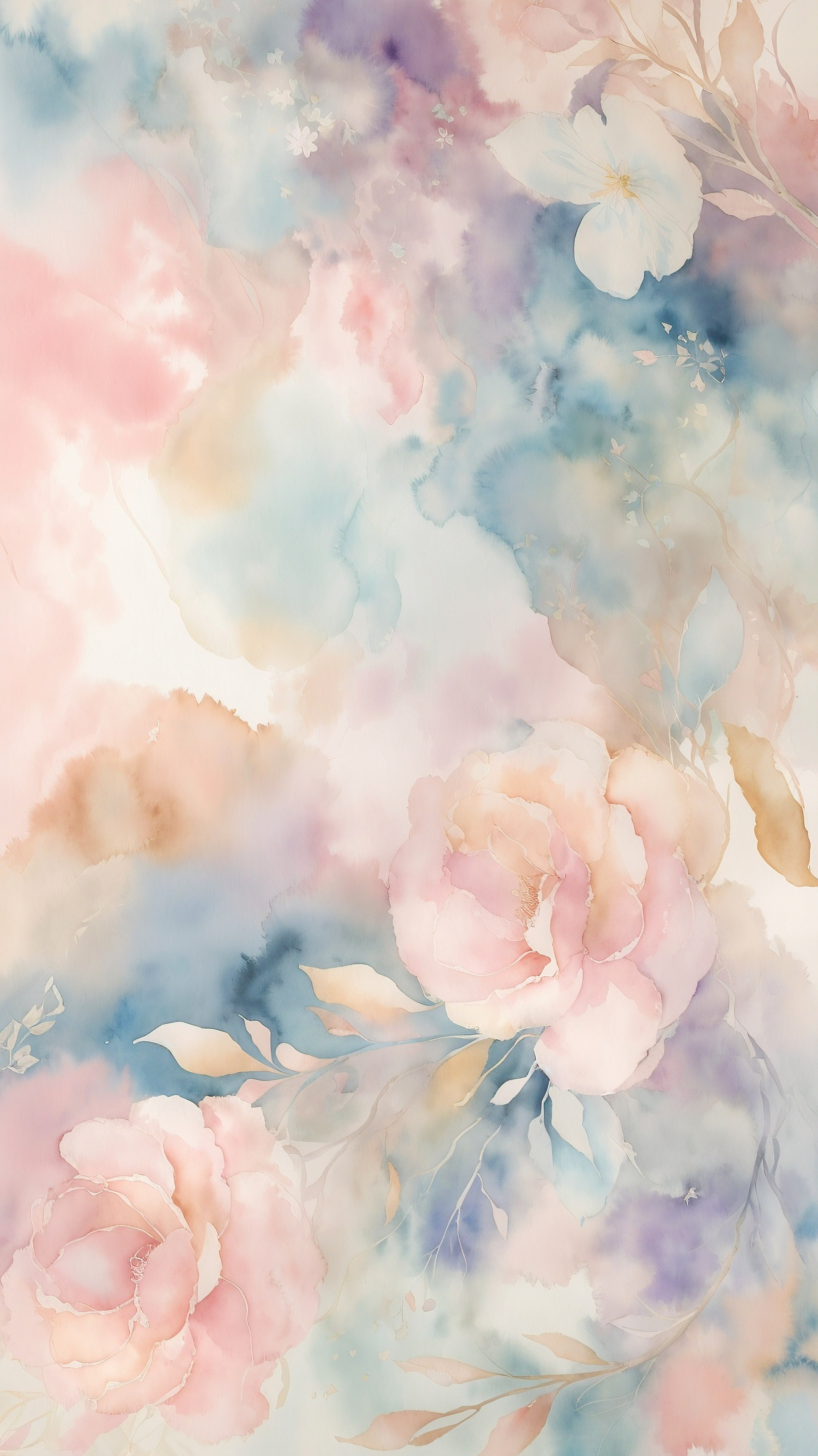 Dive into abstract art wallpaper 4K for Android, showcasing a dreamy watercolor effect with soft pastel tones and gentle brushstrokes.
