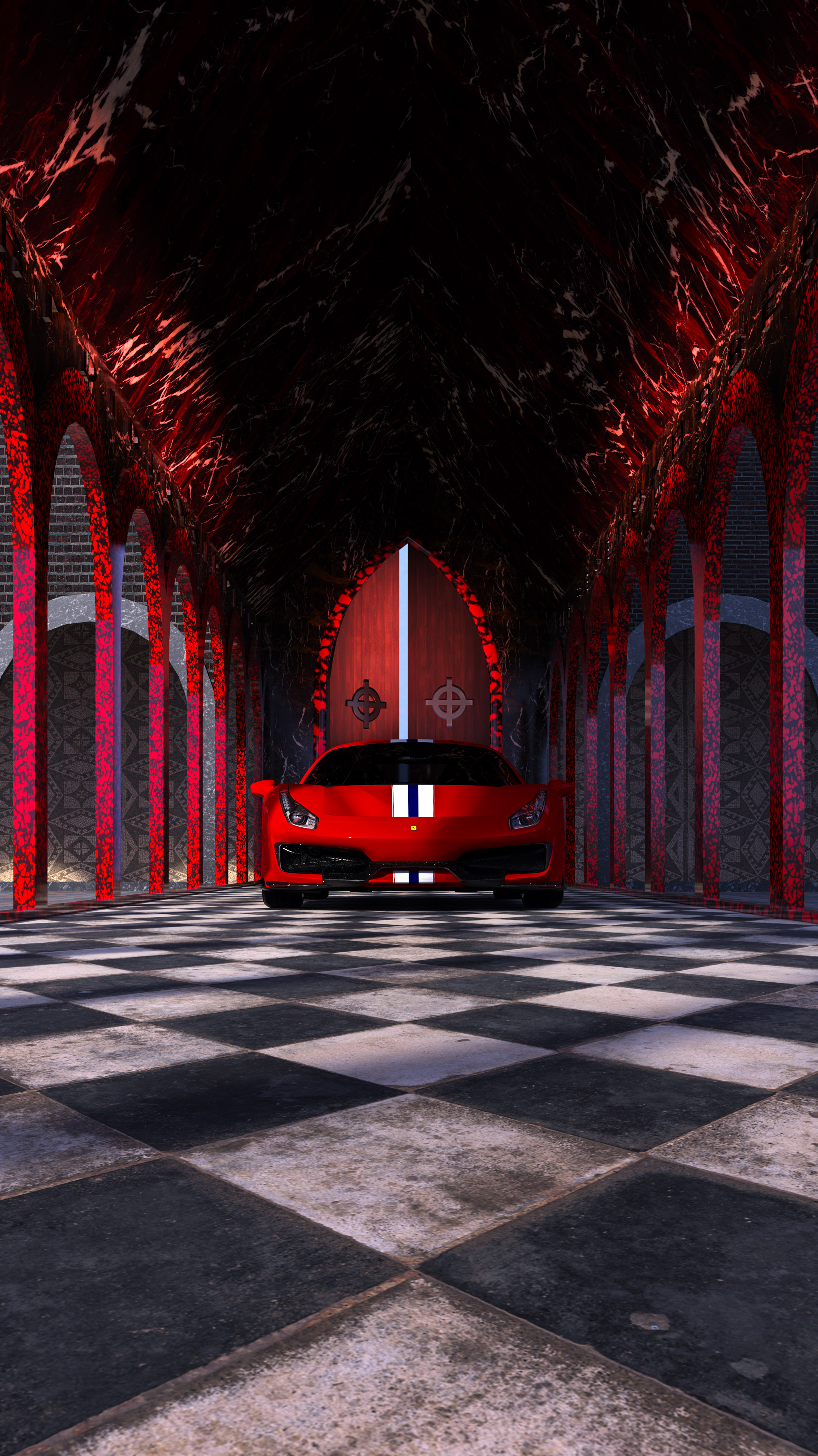iphone wallpaper of Ferrari 488 red car in 4K Ultra HD resolution