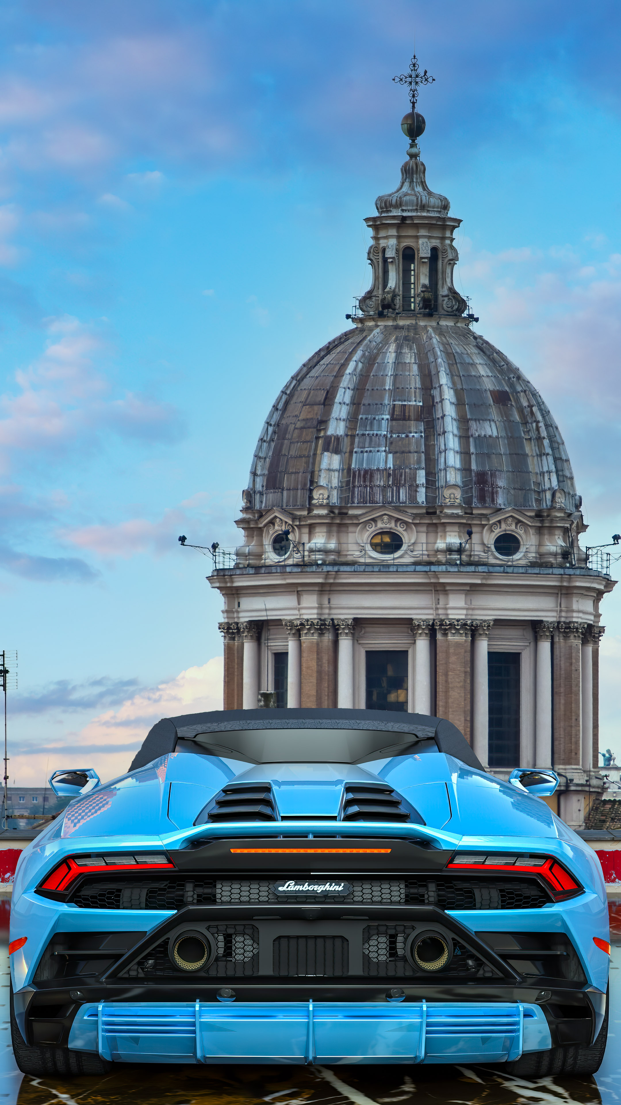 Get mesmerized with the dynamic design of the blue Lamborghini Huracan Spyder, the best car wallpaper in 4K for mobile, bringing power to your screens.