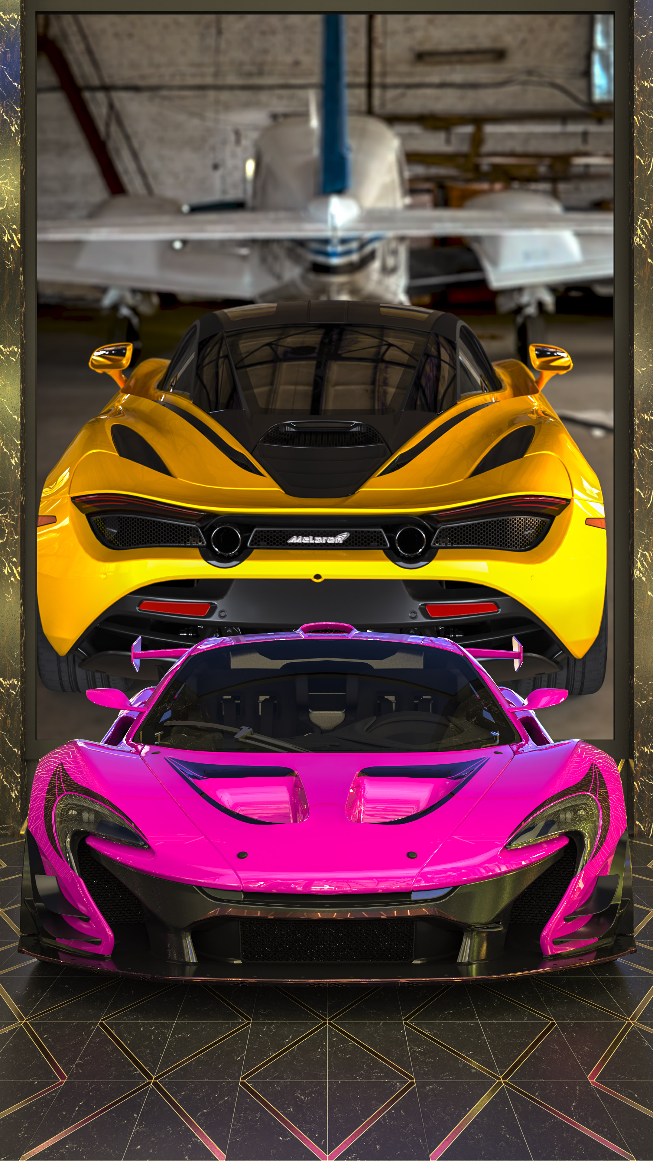 Personalize your iPhone with the captivating car wallpaper, featuring the McLaren P1 GTR, an epitome of high-performance elegance, tailored for your mobile device.