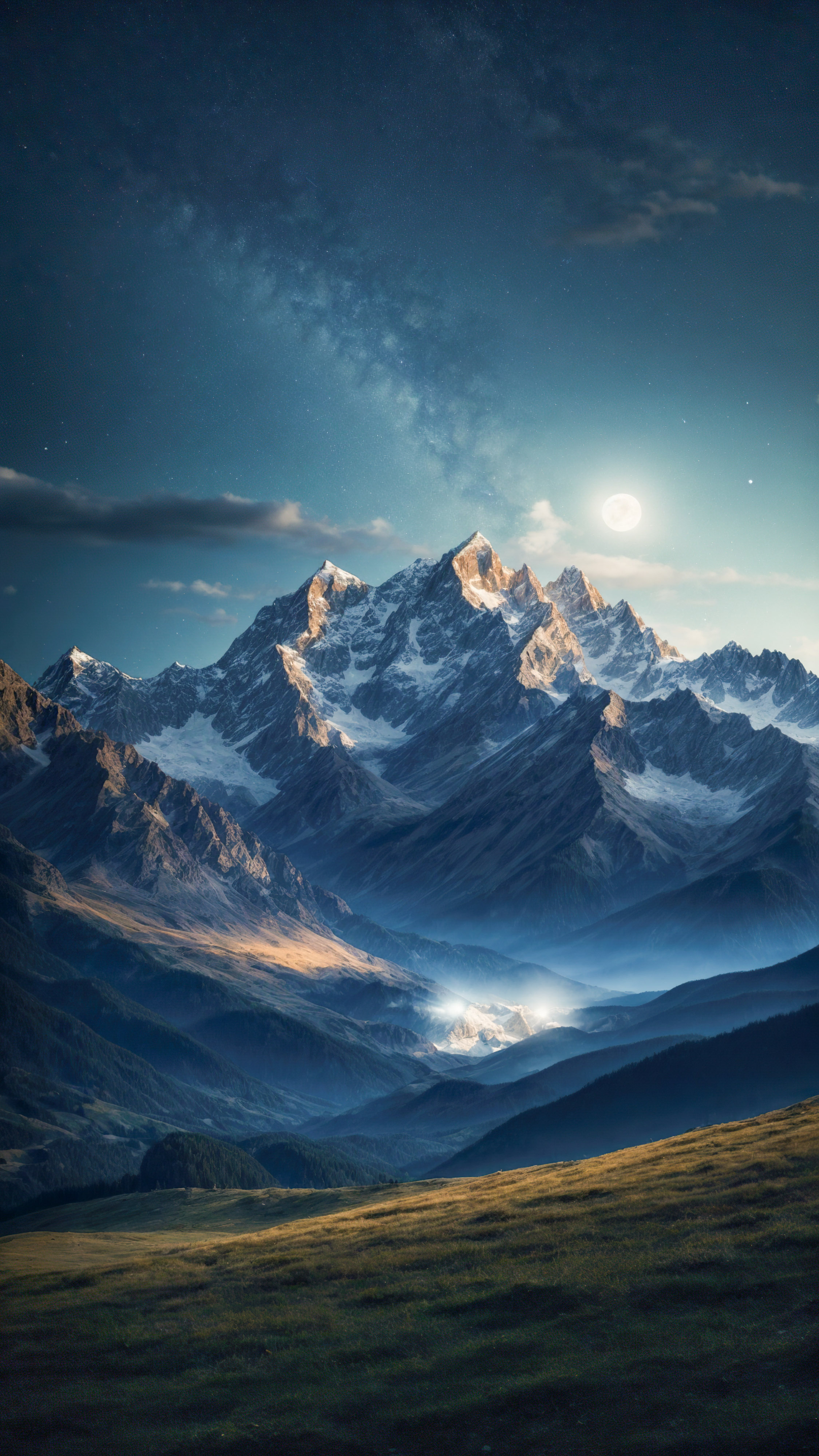 Capturez l'essence d'un ciel étoilé sur les montagnes, avec une lune brillante et une étoile filante, avec ces fonds d'écran uniques pour iPhone.