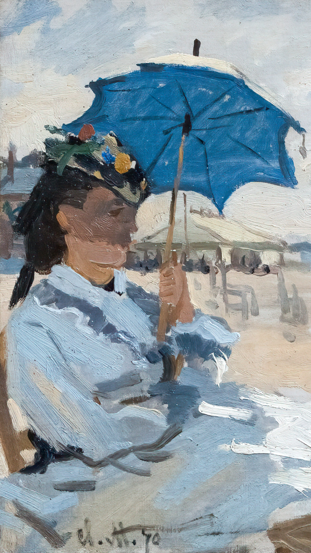 Capture the coastal allure with Monet's 'The Beach at Trouville' infusing your iPhone with the calming essence of seaside vistas.
