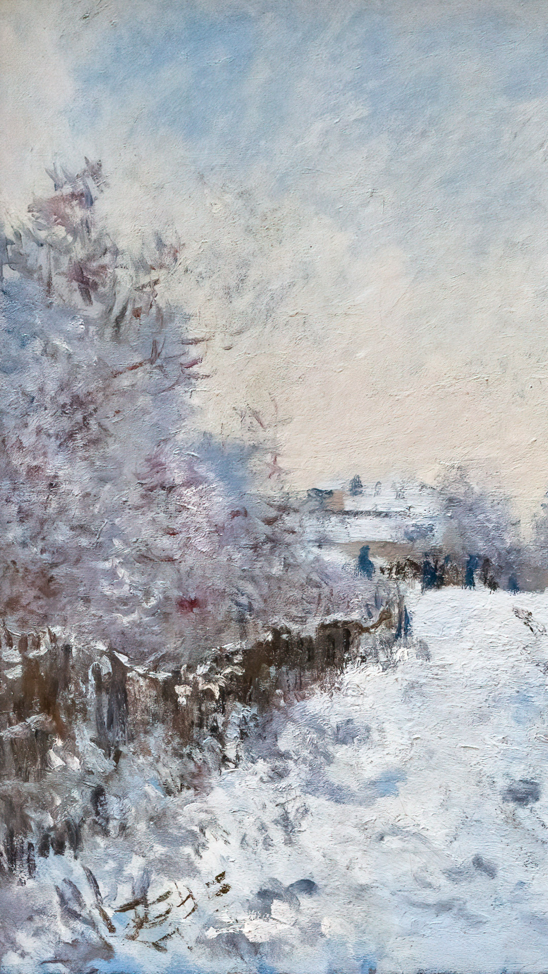 Let Claude Monet's 'Snow at Argenteuil' grace your iPhone, turning your screen into a winter wonderland of artistic charm.