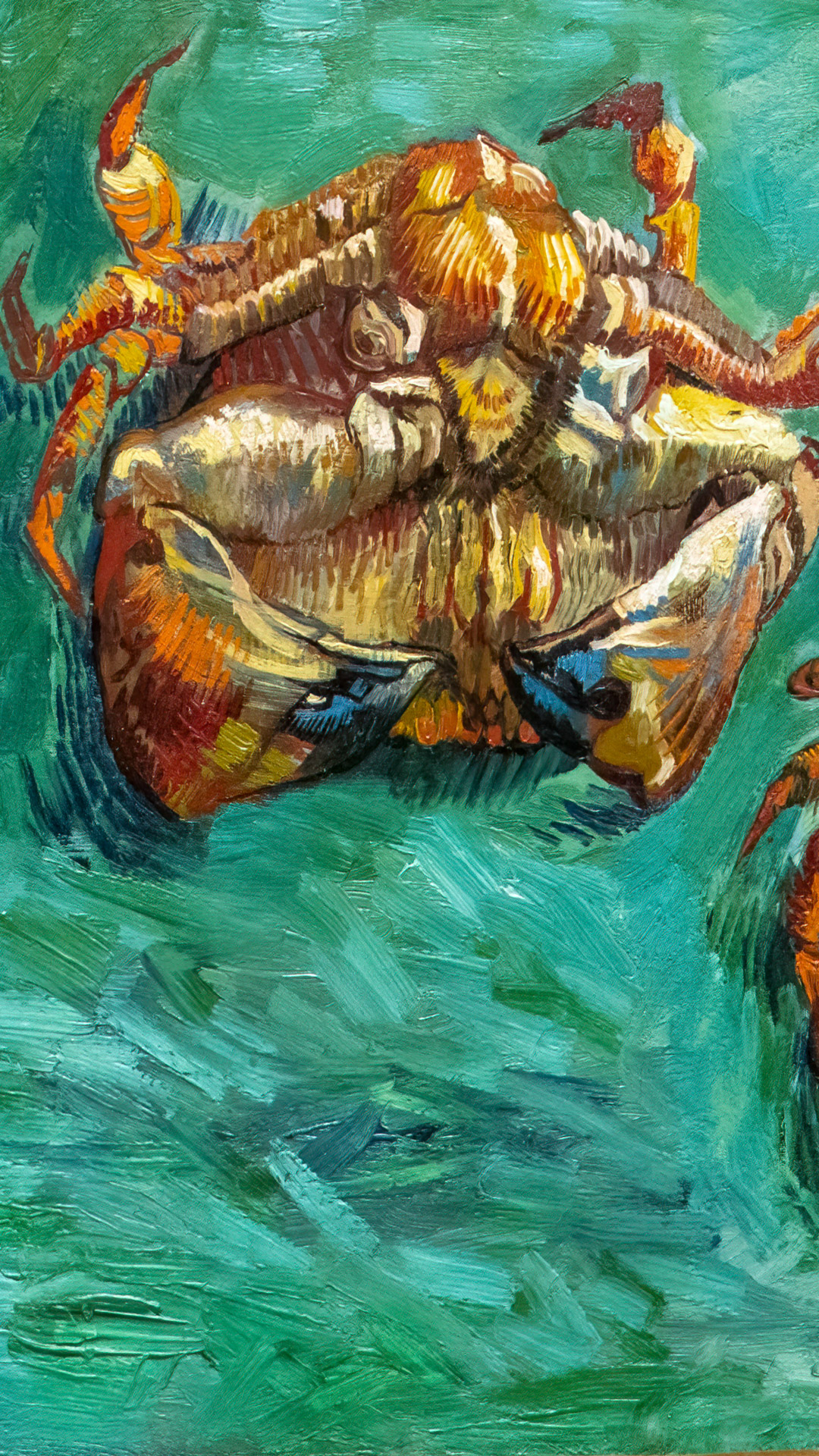Enhance your screens with the vivid vitality of Two Crabs, a Van Gogh impressionism iphone wallpaper that brings marine life's intricacies to life.